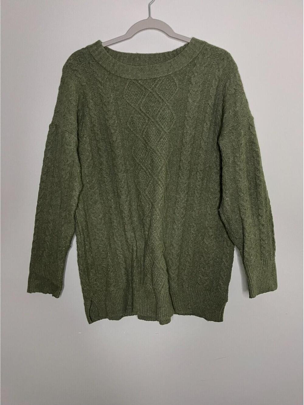Oak Meadow Green Pullover Crew Neck Sweater 3/4 Sleeve Women's Size Large